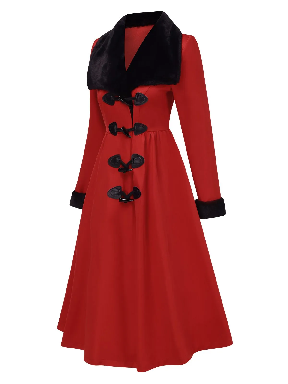 1950s Blue And Black Fur Collar Coat