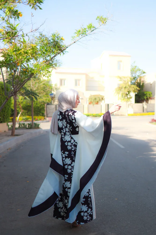 Anastasia contrast batwing kimono extra dramatic sleeves dress fully lined maxi length