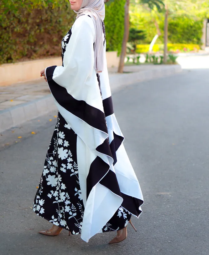 Anastasia contrast batwing kimono extra dramatic sleeves dress fully lined maxi length