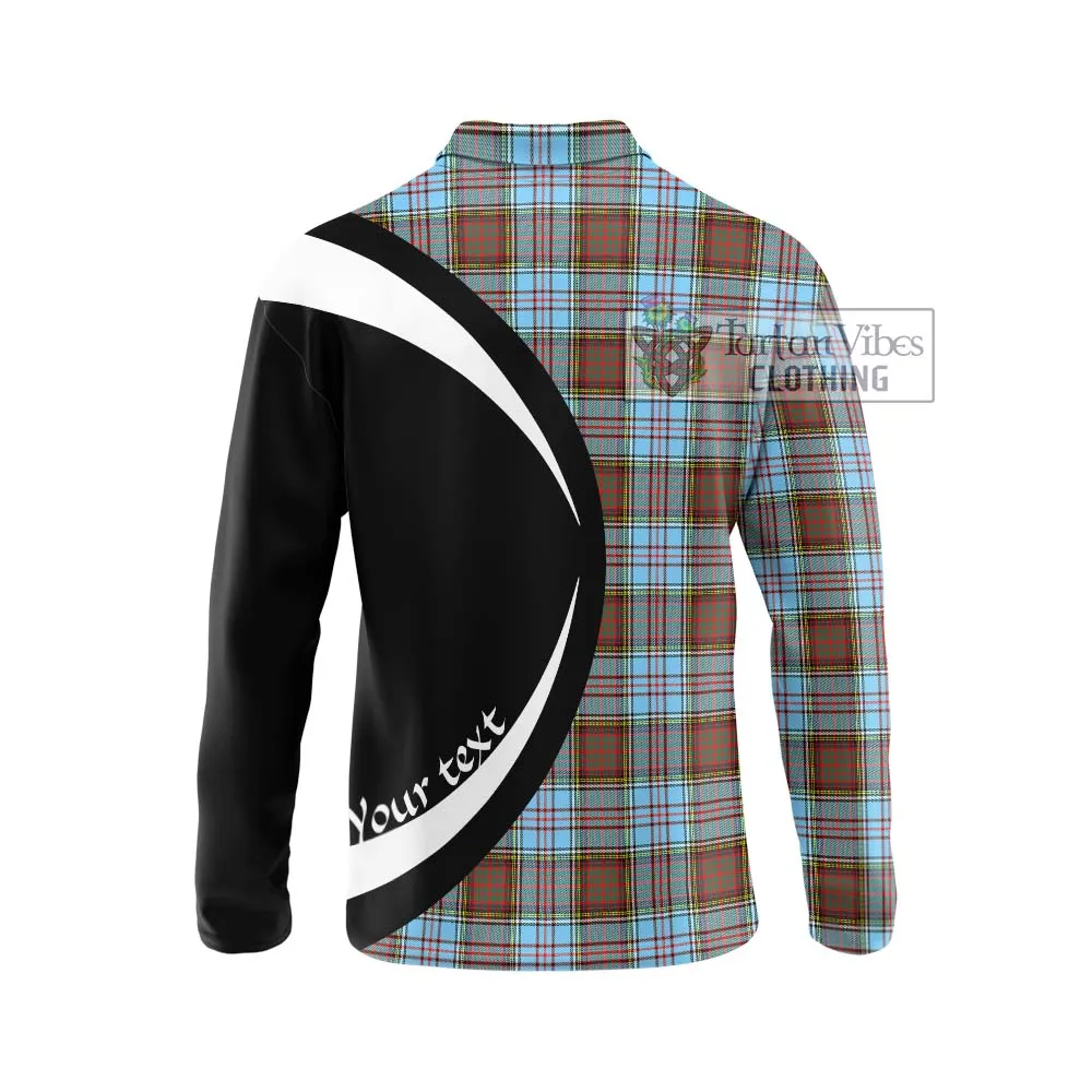 Anderson Ancient Tartan Long Sleeve Polo Shirt with Family Crest Circle Style