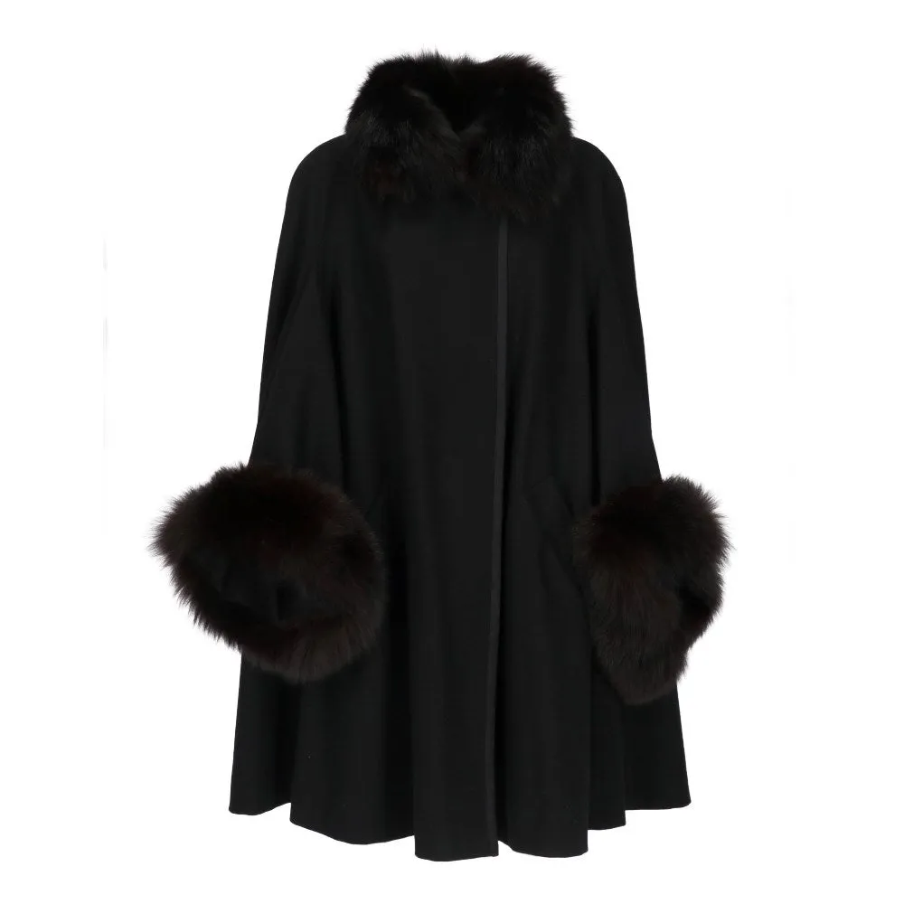 A.N.G.E.L.O. Vintage Cult Black Wool and Fox Coat - '80s