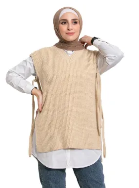 Beige Cut Pelt Pullover