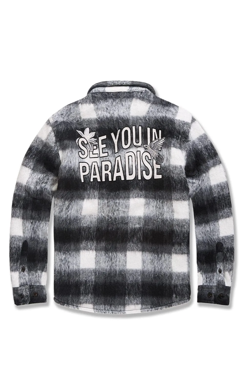 Big Men's See You In Paradise Flannel Shacket (Black)
