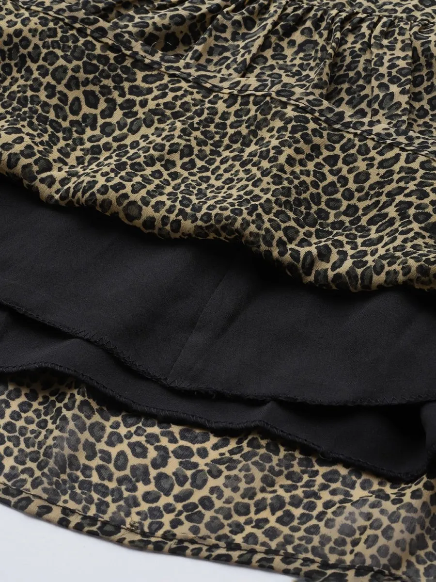 Brown & Black Animal Print Maxi Dress