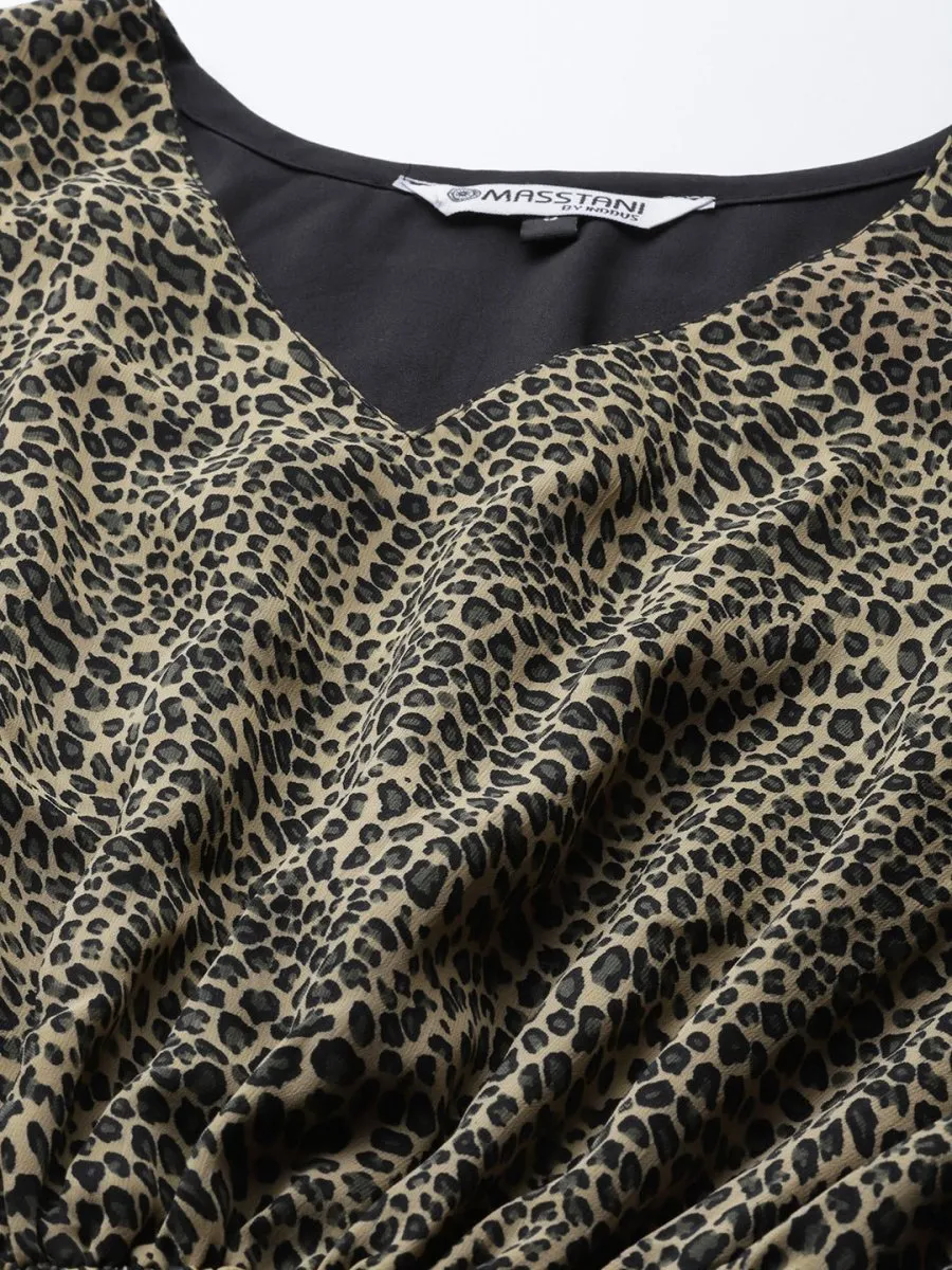 Brown & Black Animal Print Maxi Dress