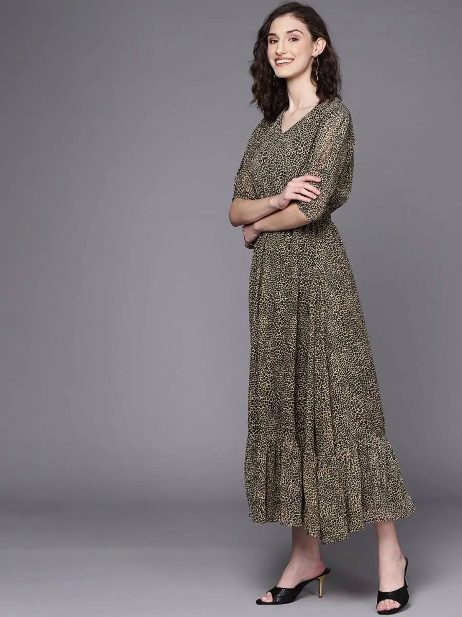 Brown & Black Animal Print Maxi Dress