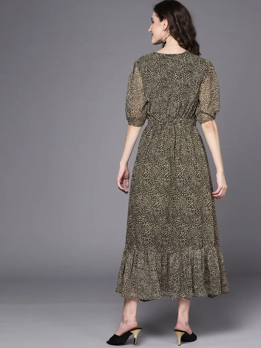 Brown & Black Animal Print Maxi Dress