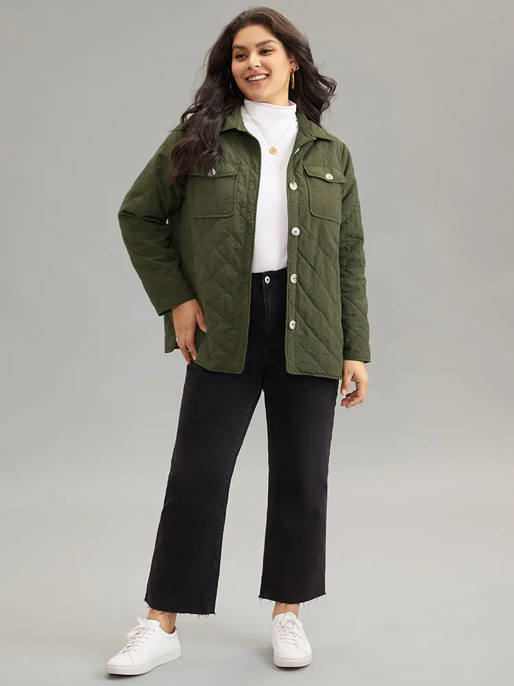 Button Through Lapel Collar Flap Pocket Jacket