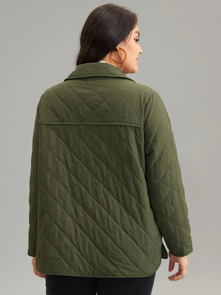 Button Through Lapel Collar Flap Pocket Jacket