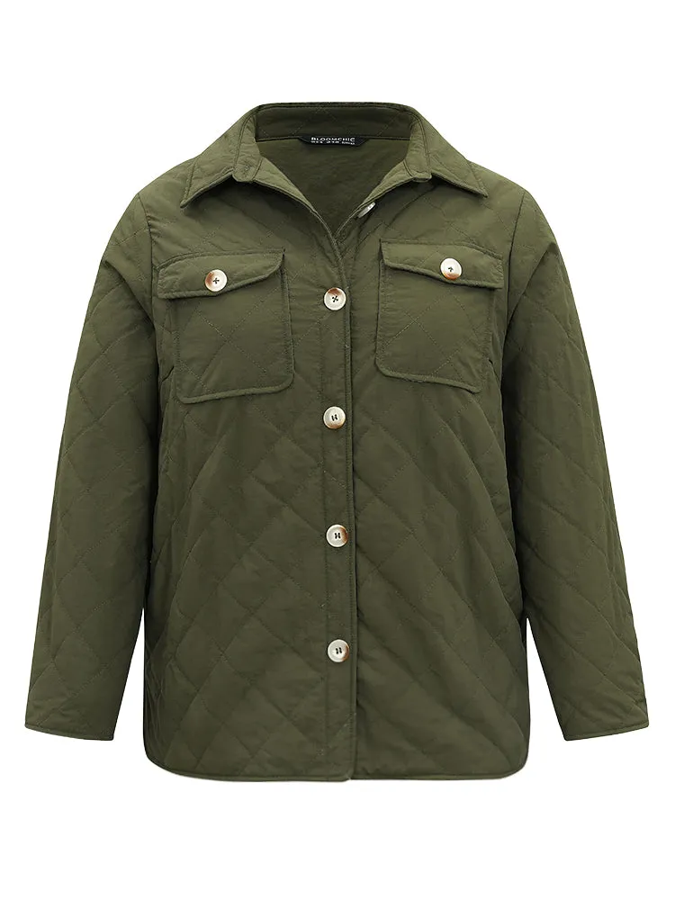 Button Through Lapel Collar Flap Pocket Jacket