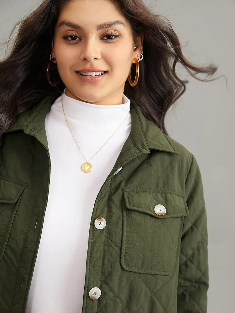 Button Through Lapel Collar Flap Pocket Jacket