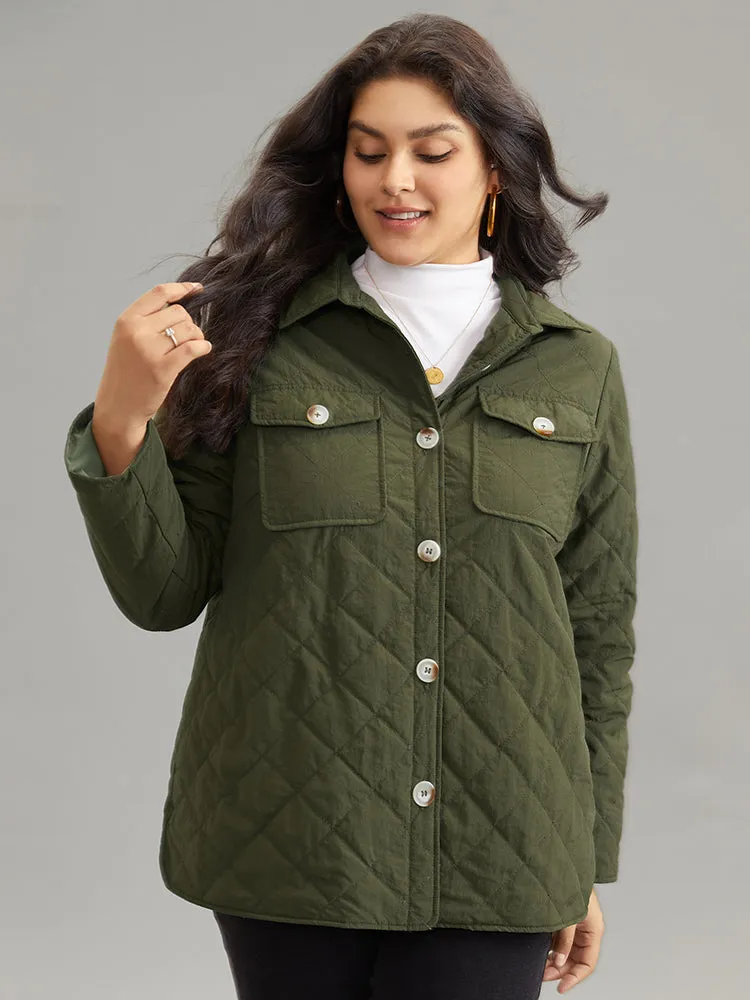 Button Through Lapel Collar Flap Pocket Jacket