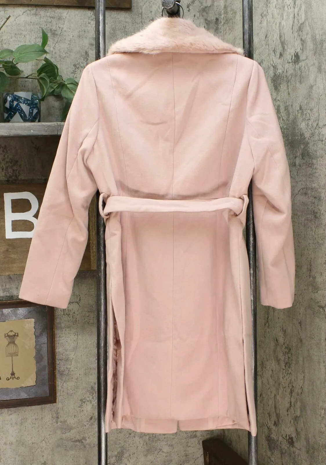 Colleen Lopez Women's Woven Coat With Removable Faux Fur Collar Blush Medium