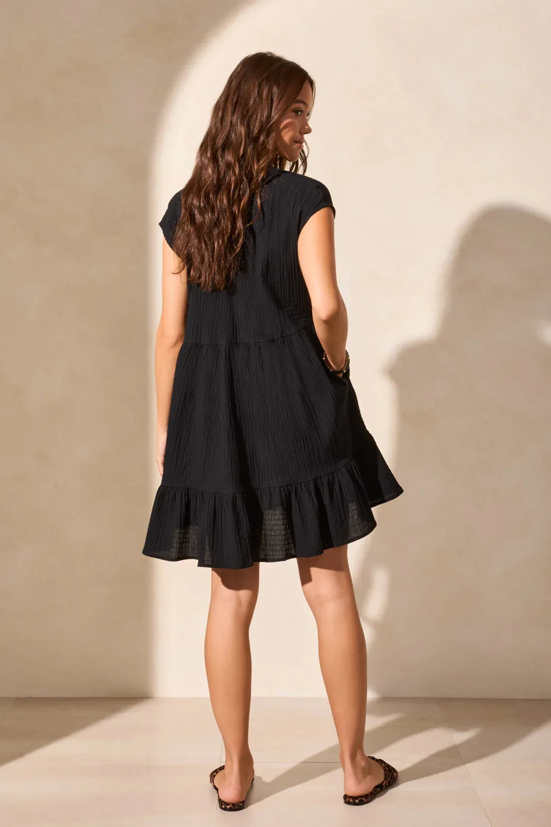 Crinkle Cotton Cap Sleeve Dress/Tunic (Tribal)