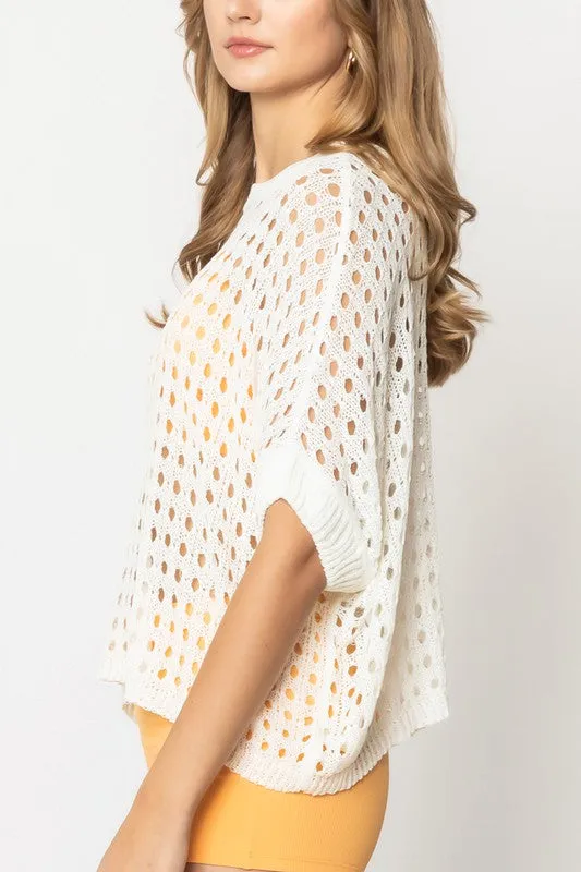 Cropped Crocheted Poncho-Top