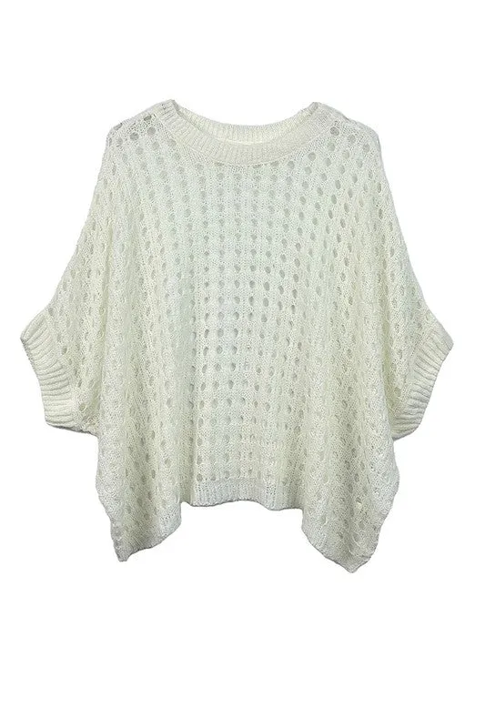 Cropped Crocheted Poncho-Top