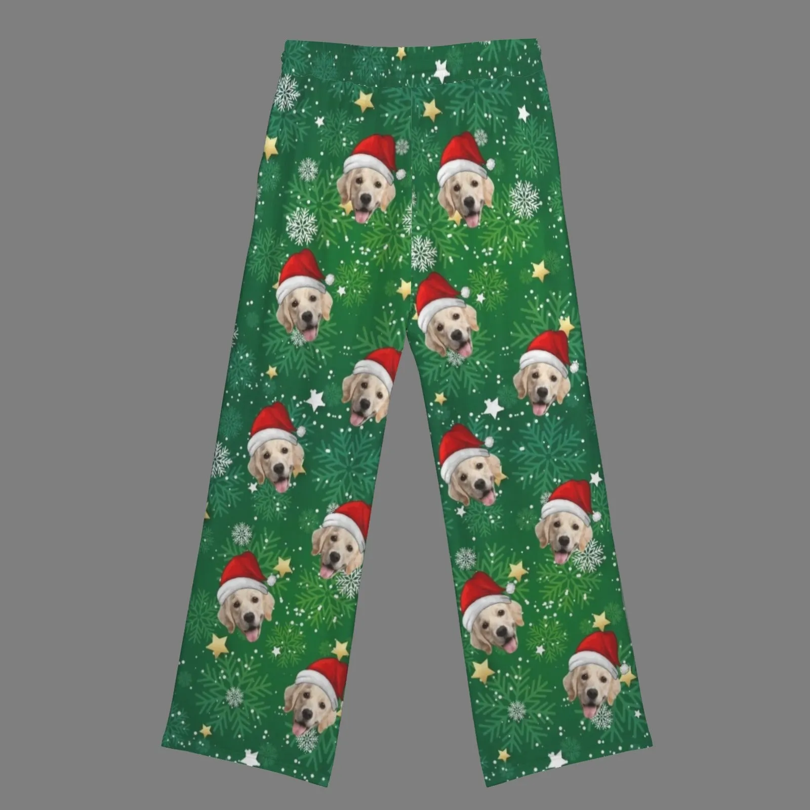 Custom Face Christmas Snowflake Pattern Women's Drawstring Wide Leg Sweatpants