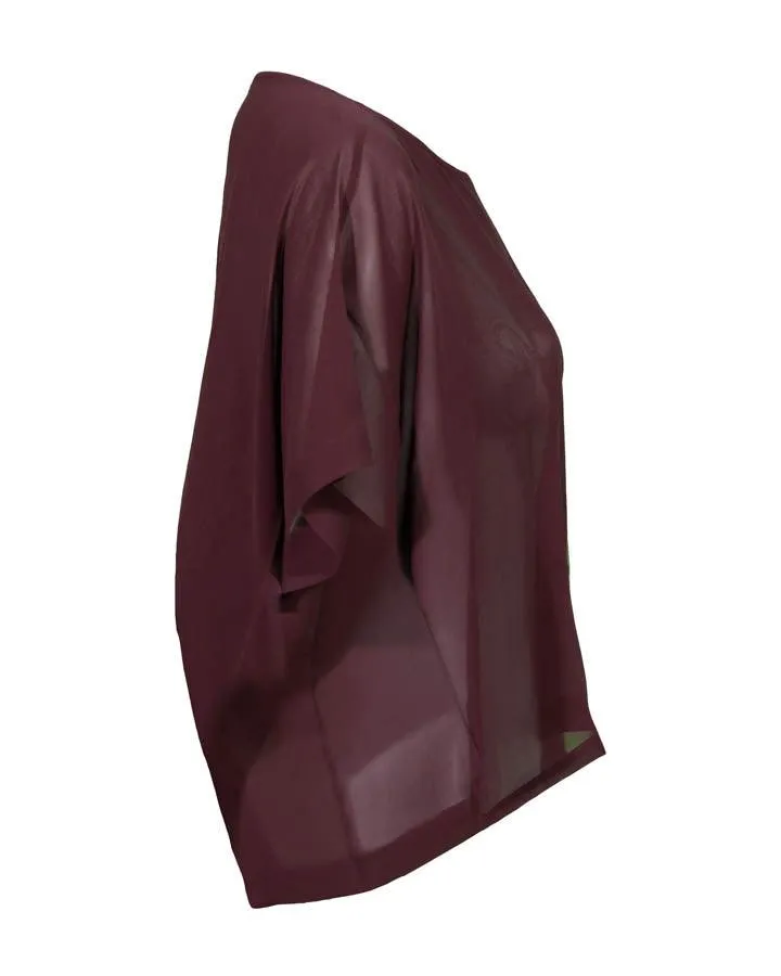 Eileen Fisher Sheer Silk Georgette Bateau Neck Cropped Top