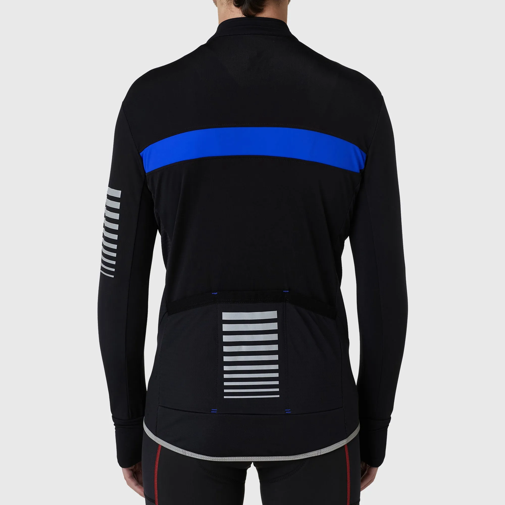 Fdx Men's & Boy's Set All Day Thermal Roubaix Long Sleeve Cycling Jersey & Cargo Bib Tights - Blue