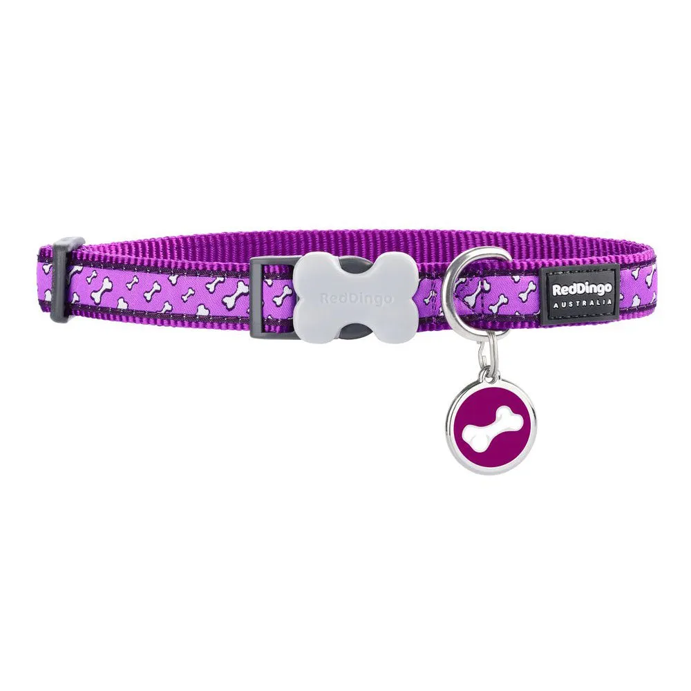 Flying Bones Purple Dog Collar