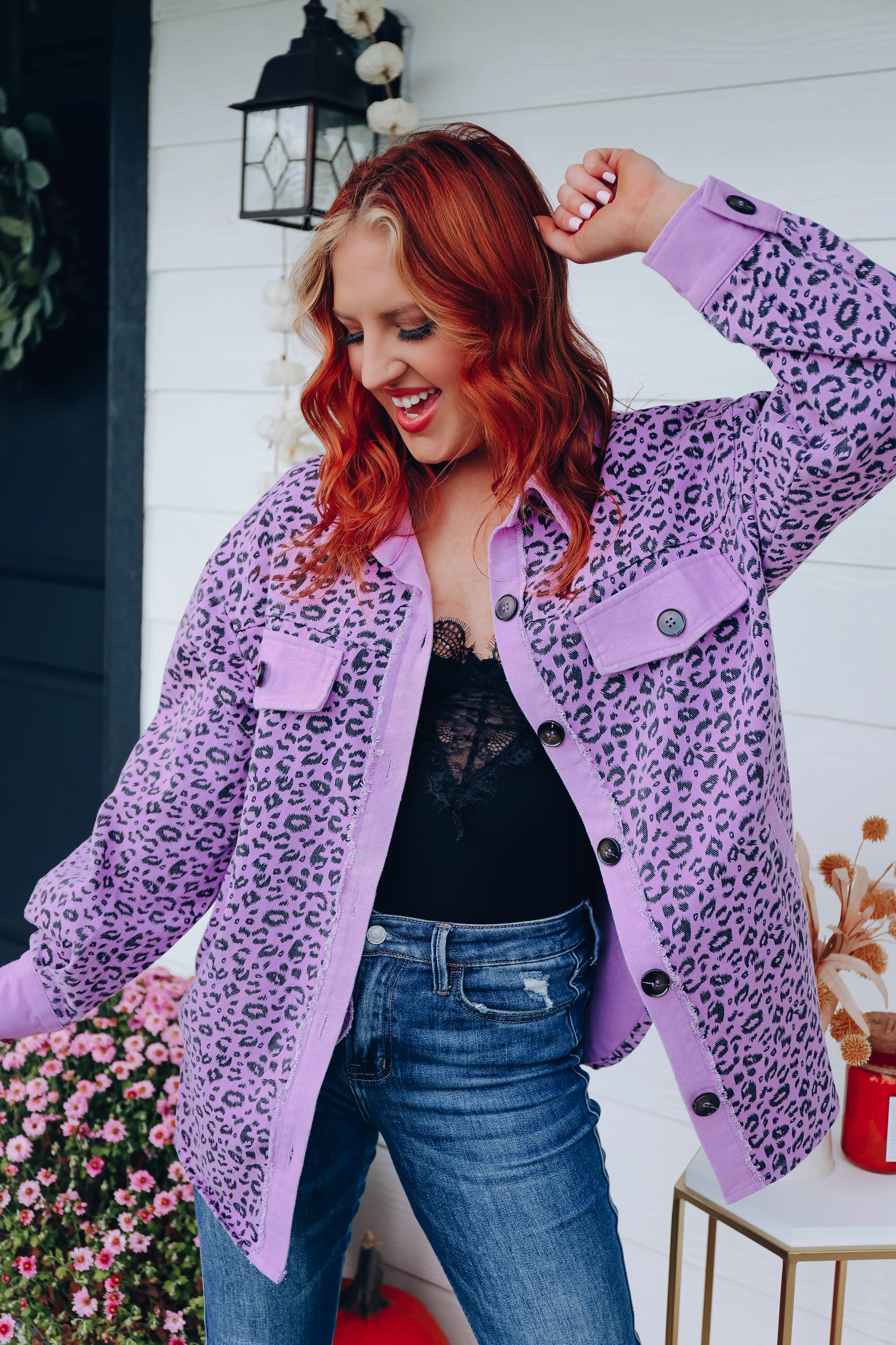 Lydia Leopard Print Oversized Shacket - Purple