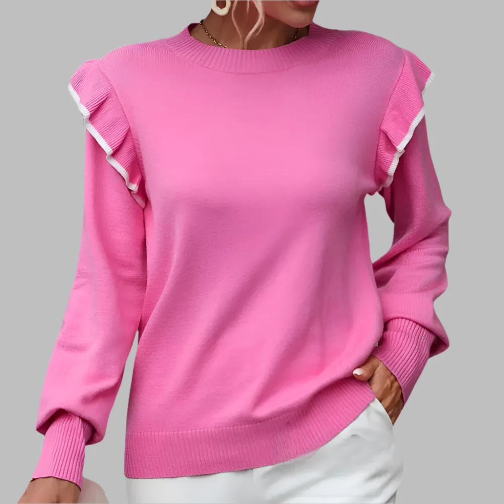 Marie Pullover | Modischer Damenpullover mit bequemem Rüschenmuster