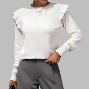 Marie Pullover | Modischer Damenpullover mit bequemem Rüschenmuster