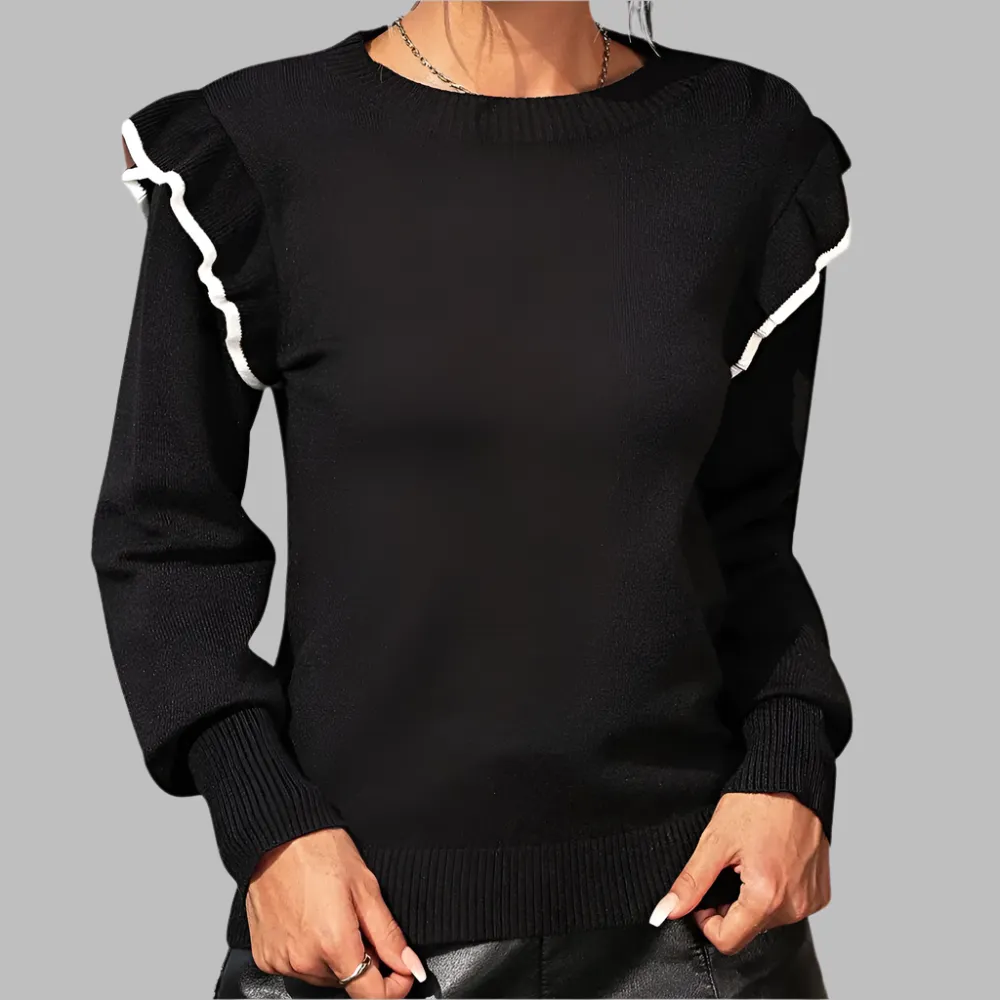 Marie Pullover | Modischer Damenpullover mit bequemem Rüschenmuster
