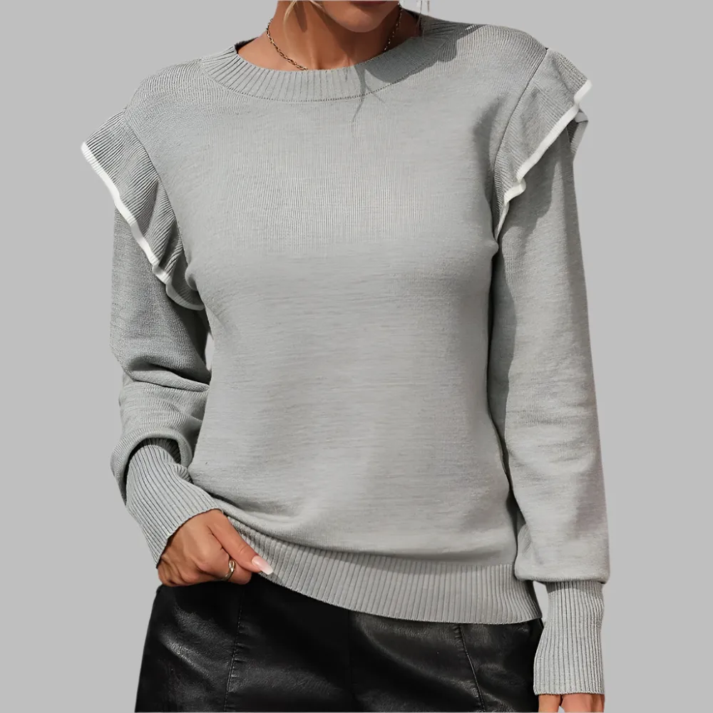 Marie Pullover | Modischer Damenpullover mit bequemem Rüschenmuster
