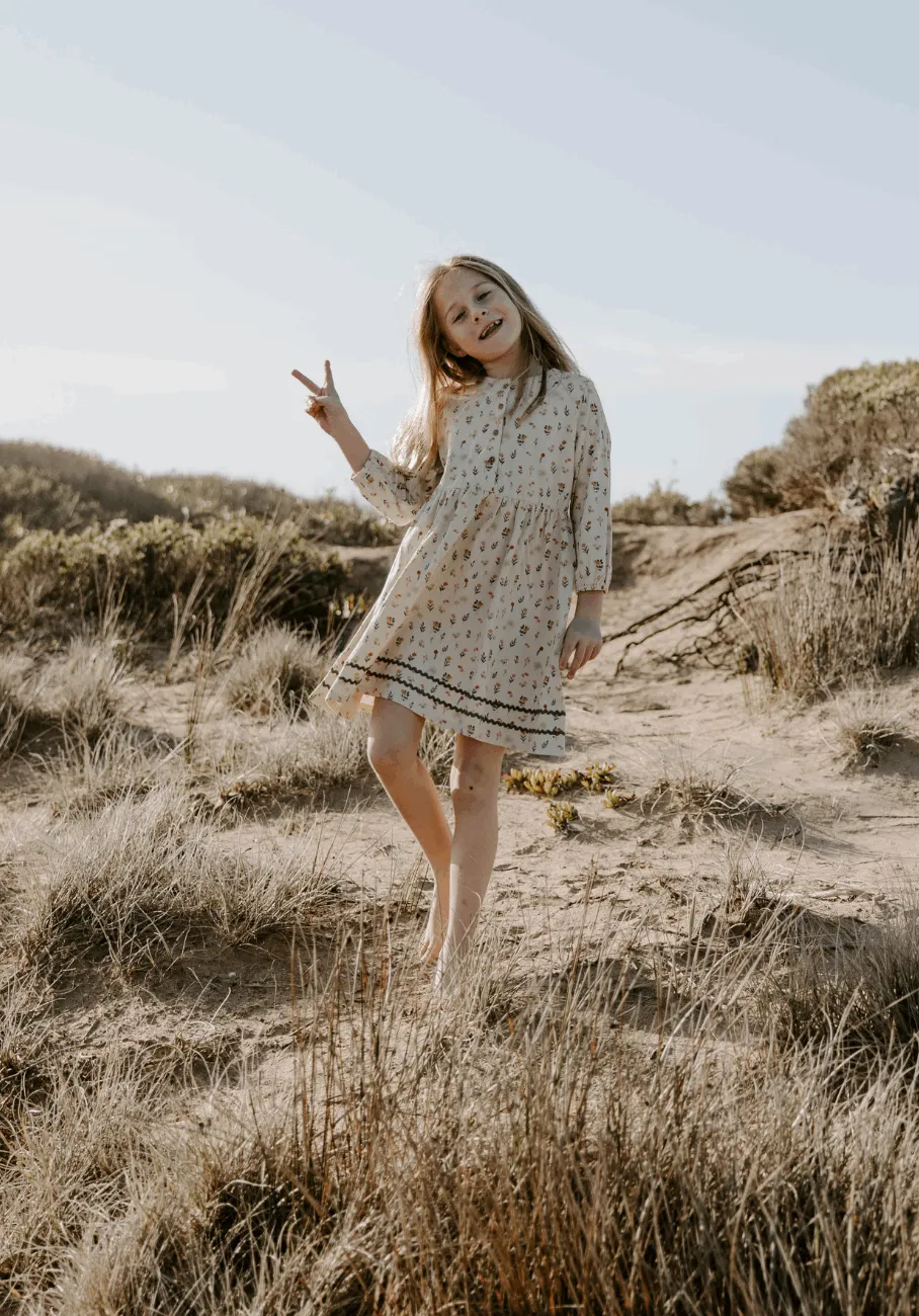 Miann & Co Kids - Button Down Long Sleeve Dress - Garden Party