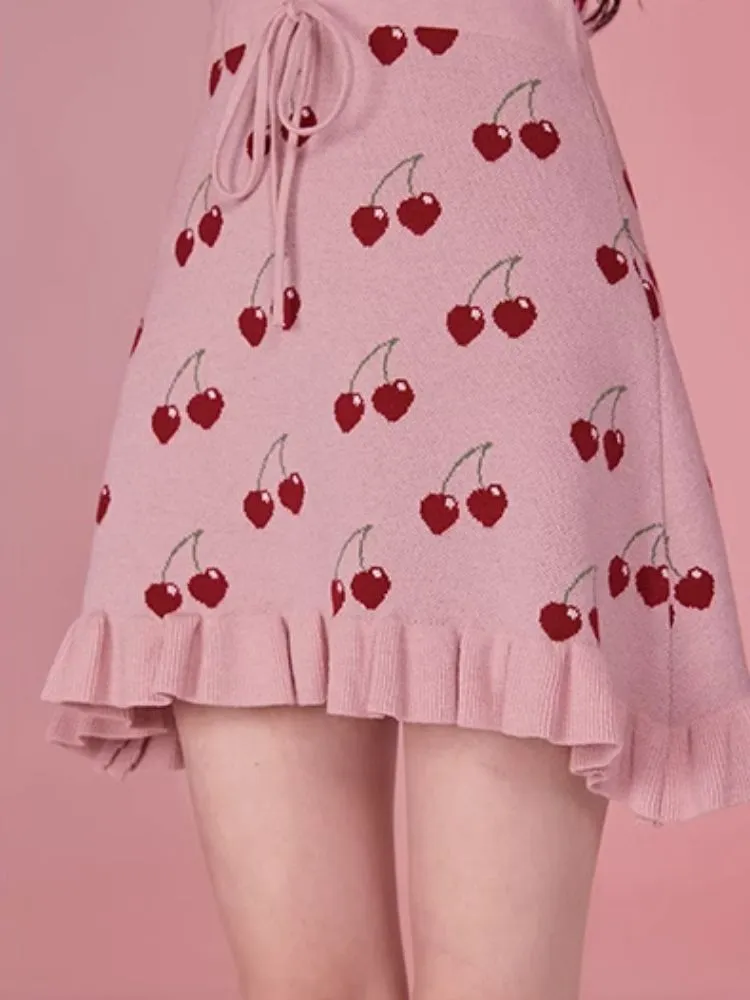 Pink Camisole Skirt Cardigan Two Piece Knit Dresses【s0000006585】