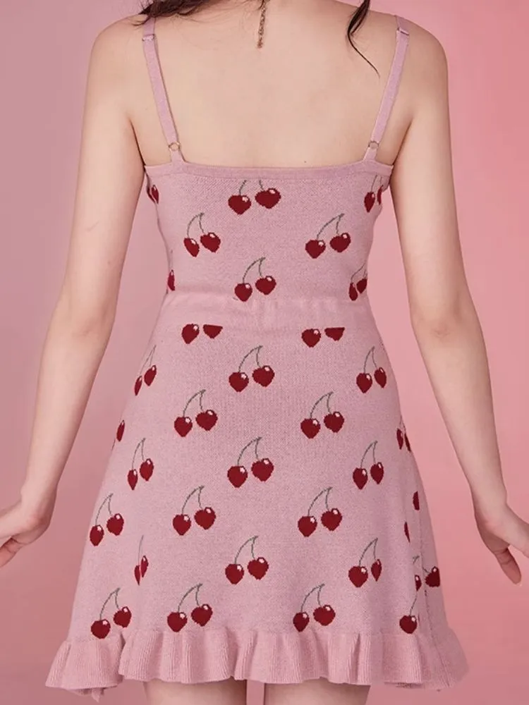 Pink Camisole Skirt Cardigan Two Piece Knit Dresses【s0000006585】