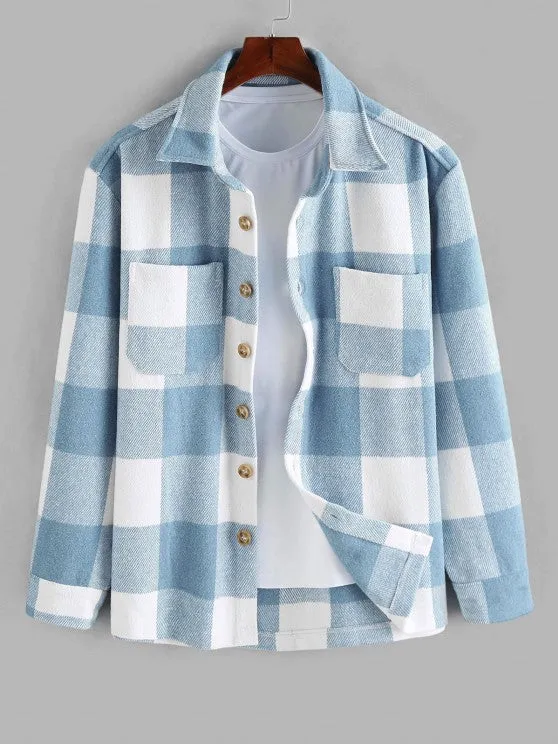 Plaid Wool Shacket And Jogger Pants Set