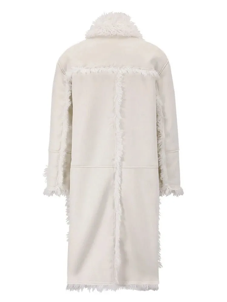 Pre Order:  Plush Faux Fur Double-Breasted Coat