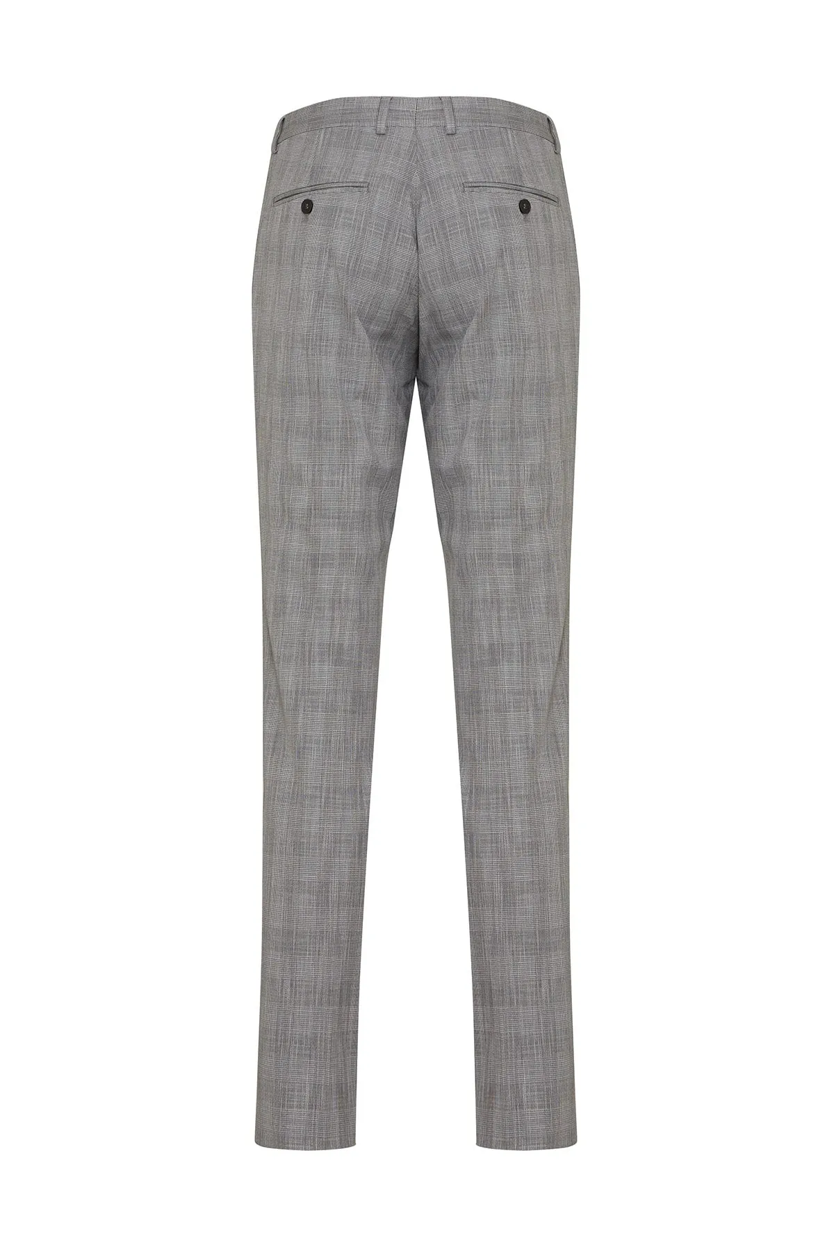 Regular Fit Plaid Side Pocket Low Waist Gray Dress Pants