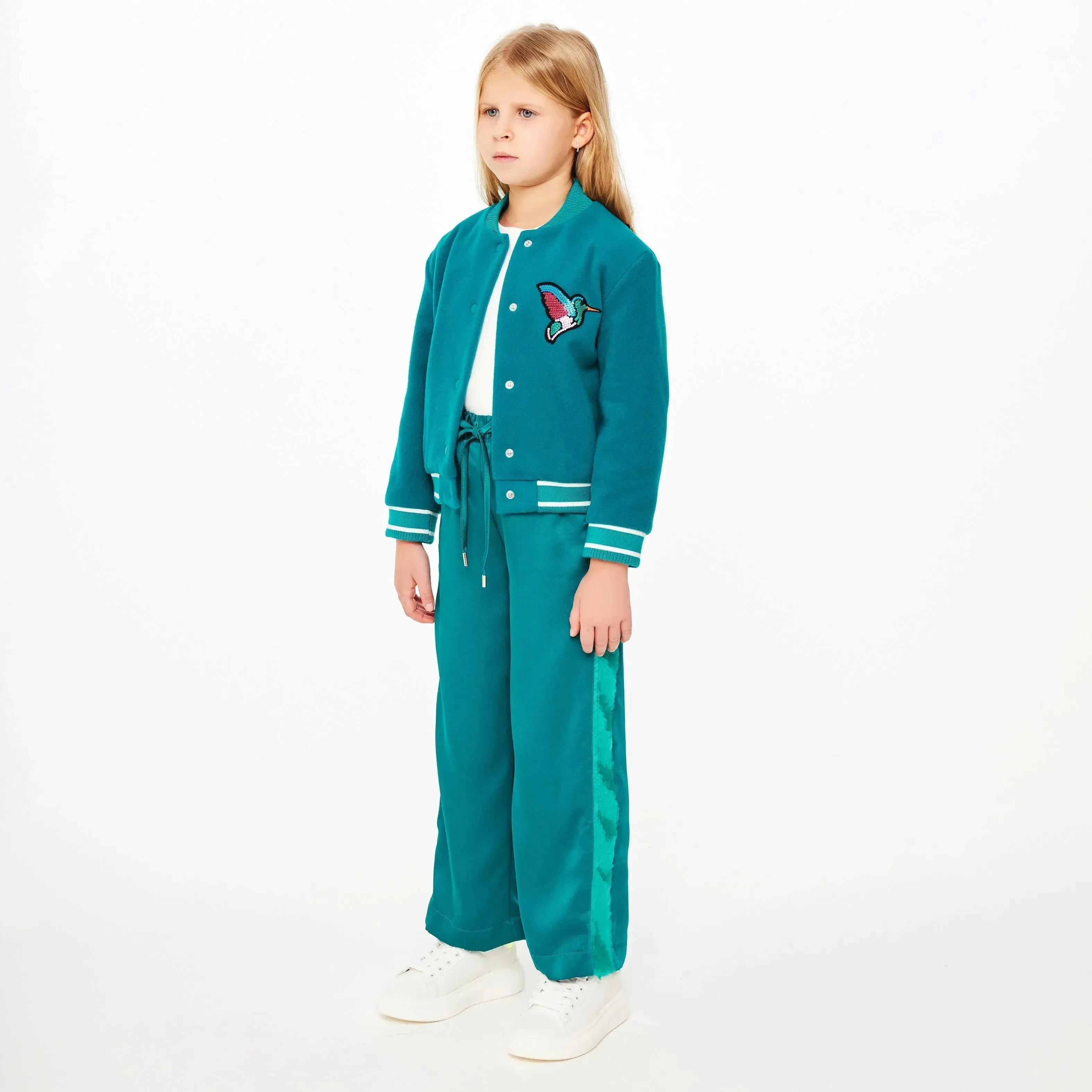 Satin Trousers with Sequin Side Detail