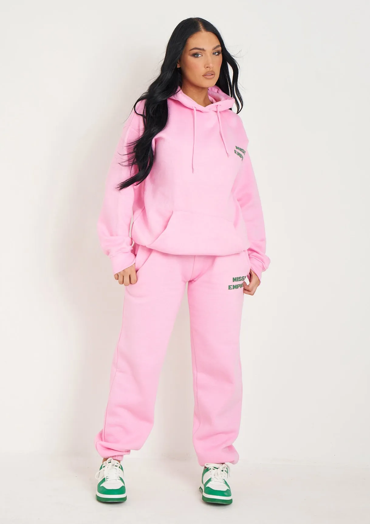 Serena Baby Pink Printed Oversized Hoodie
