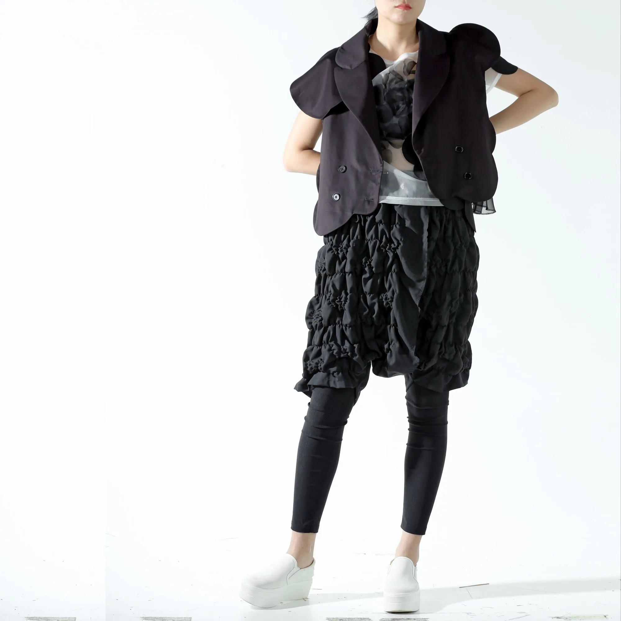Trousers - Drop Crotch and Shirring Shorts