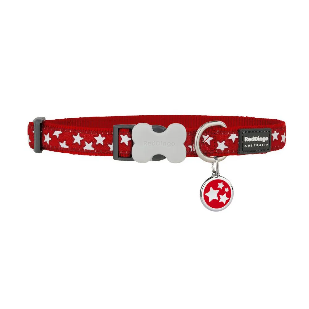 White Stars on Red Dog Collar